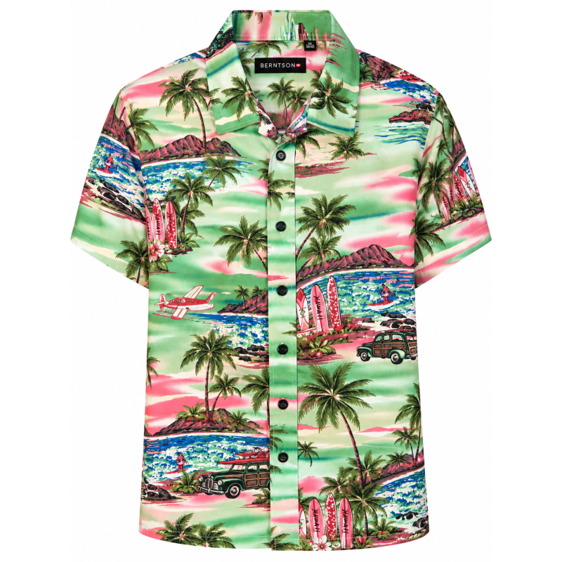 BERNTSON Hawaii kortærmet skjorte - Tropical Mint