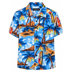 BERNTSON Hawaii kortærmet skjorte - Hawaii Blue
