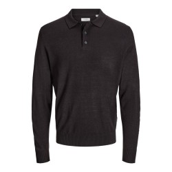 JJ REBEL Birch langærmet strik polo - Black