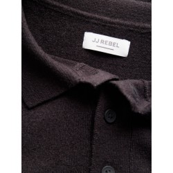 JJ REBEL Birch langærmet strik polo - Black