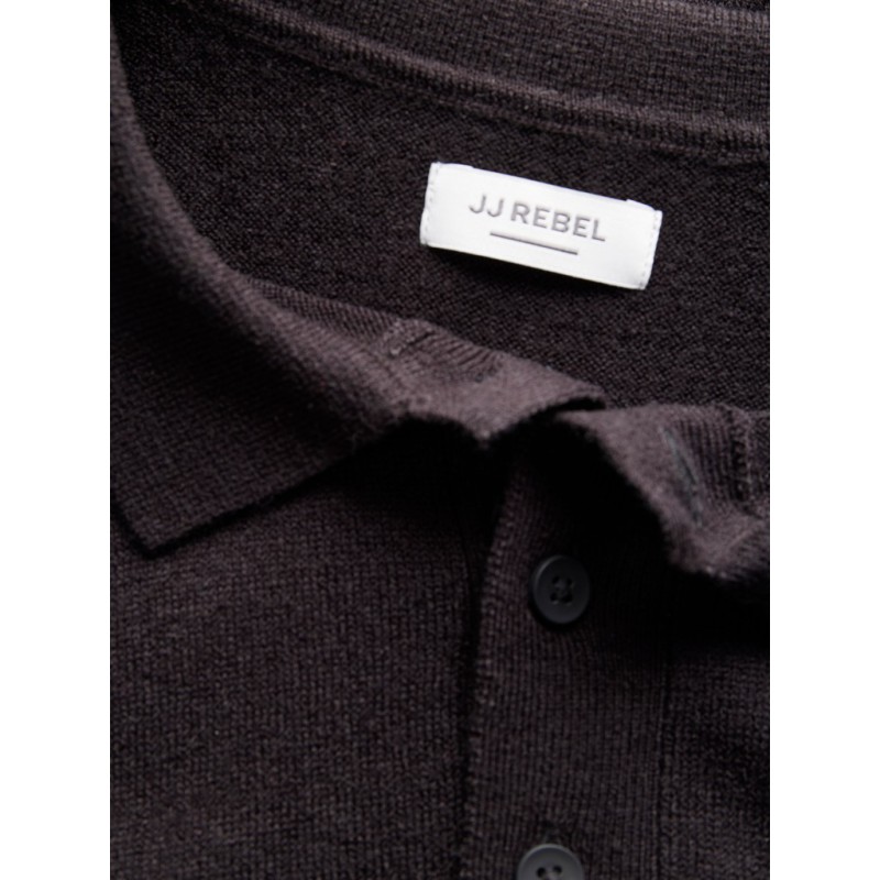 JJ REBEL Birch langærmet strik polo - Black