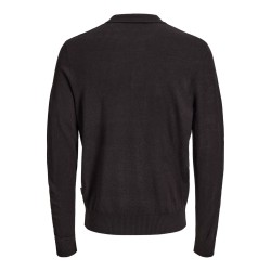 JJ REBEL Birch langærmet strik polo - Black