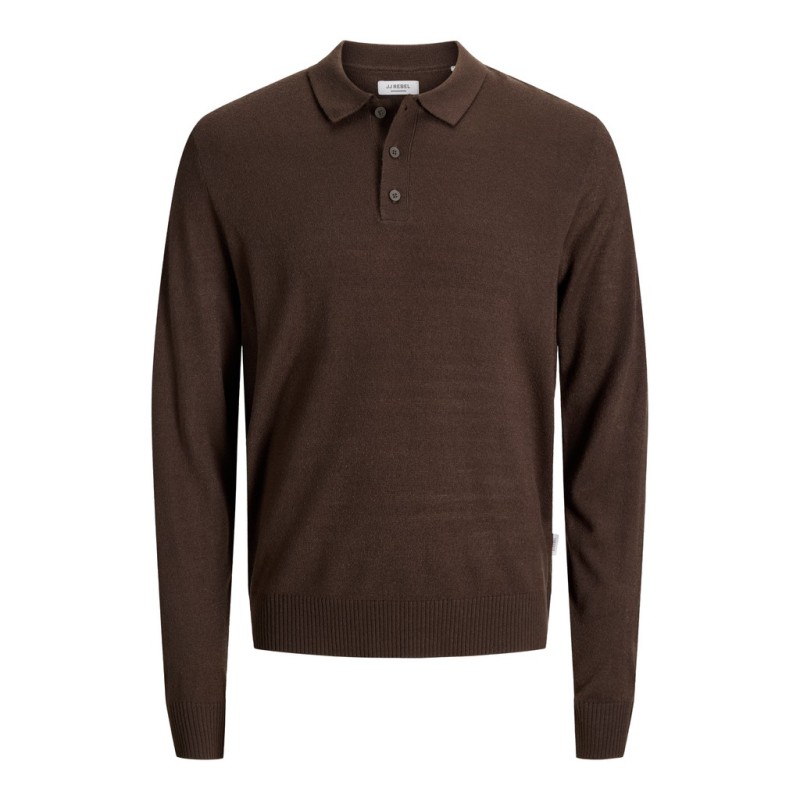 JJ REBEL Birch langærmet strik polo - Delicioso