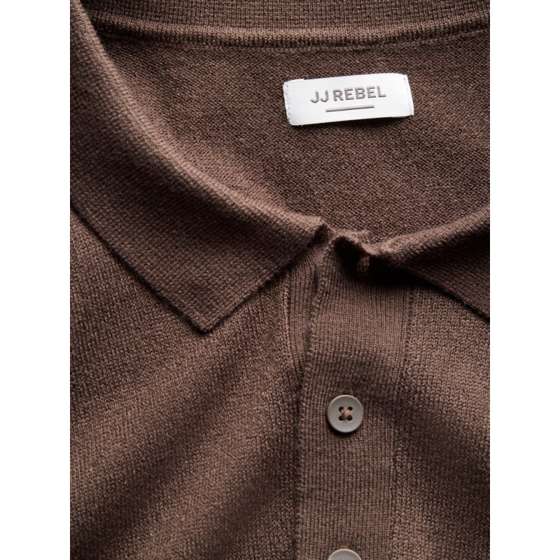 JJ REBEL Birch langærmet strik polo - Delicioso