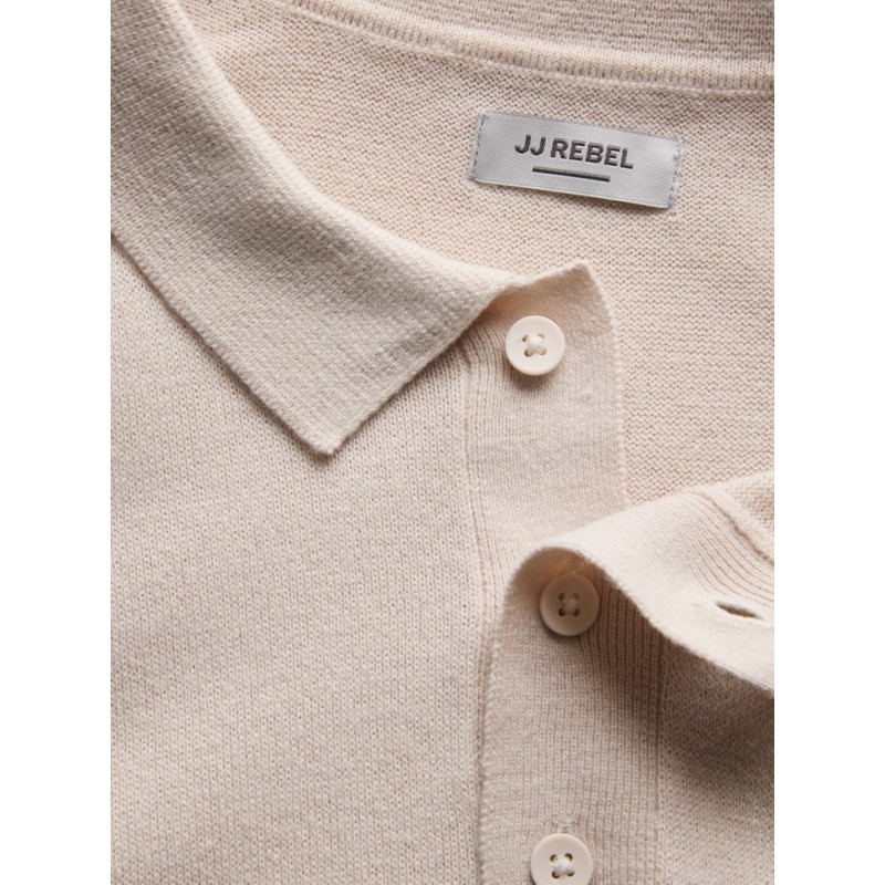 JJ REBEL Birch langærmet strik polo - Moonbeam