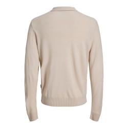 JJ REBEL Birch langærmet strik polo - Moonbeam