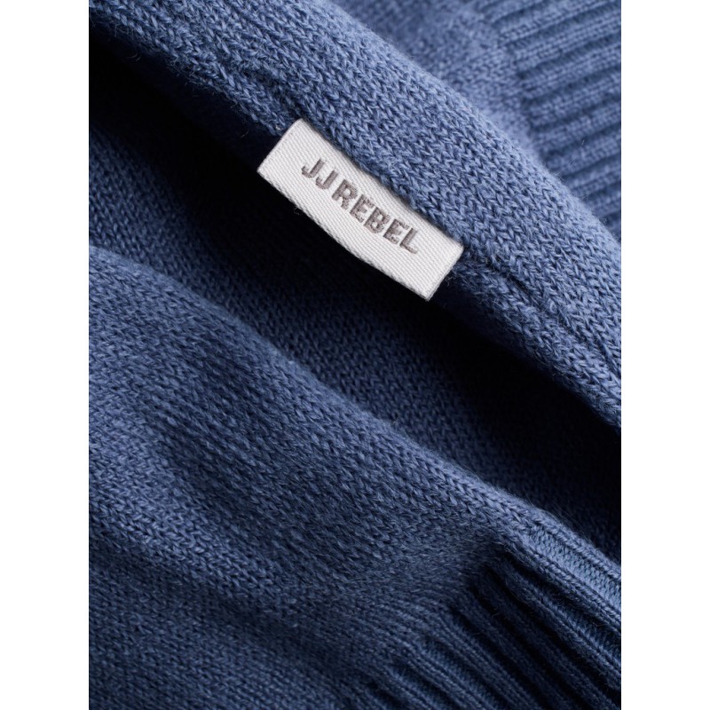 JJ REBEL Birch langærmet strik polo - Vintage Indigo