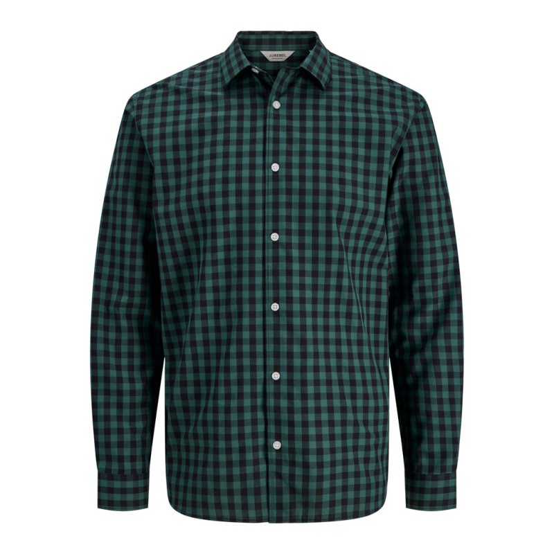 JJ REBEL Havin Gingham langærmet skjorte - Bistro Green