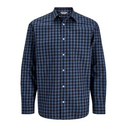 JJ REBEL Havin Gingham langærmet skjorte - Vintage Indigo