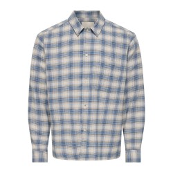 ONLY & SONS Hale flannel relaxed skjorte - Bluefin