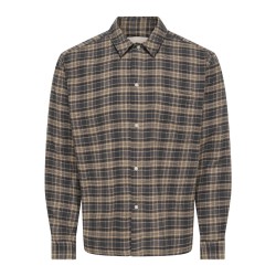 ONLY & SONS Hale flannel relaxed skjorte - Grey Pinstripe