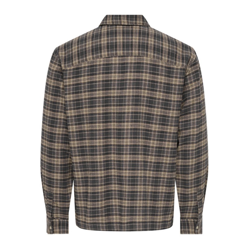 ONLY & SONS Hale flannel relaxed skjorte - Grey Pinstripe