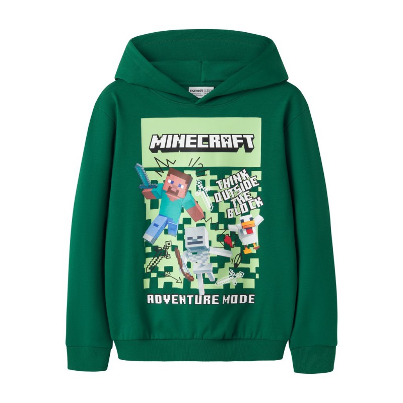 NAME IT KIDS dreng - Salva Minecraft sweat hoodie - Evergreen