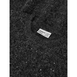 NAME IT KIDS pige - Ria glimmer kortærmet striktrøje - Black