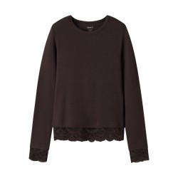 NAME IT KIDS pige - Rosima langærmet bluse - Chocolate Plum