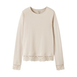 NAME IT KIDS pige - Rosima langærmet slim bluse - Birch