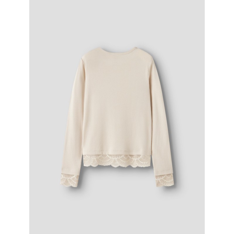 NAME IT KIDS pige - Rosima langærmet slim bluse - Birch