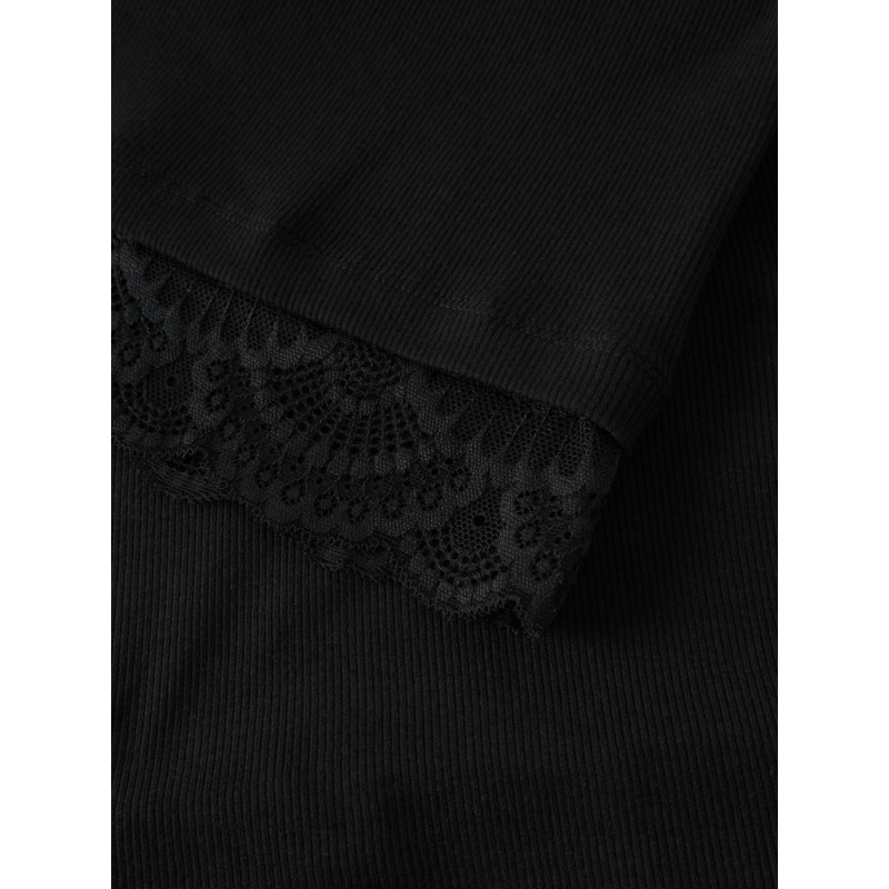 NAME IT KIDS pige - Rosima langærmet slim bluse - Black