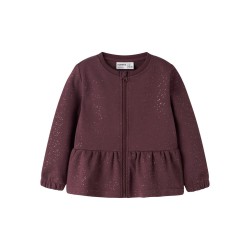 NAME IT MINI pige - Rilono langærmet sweat cardigan - Catawba Grape