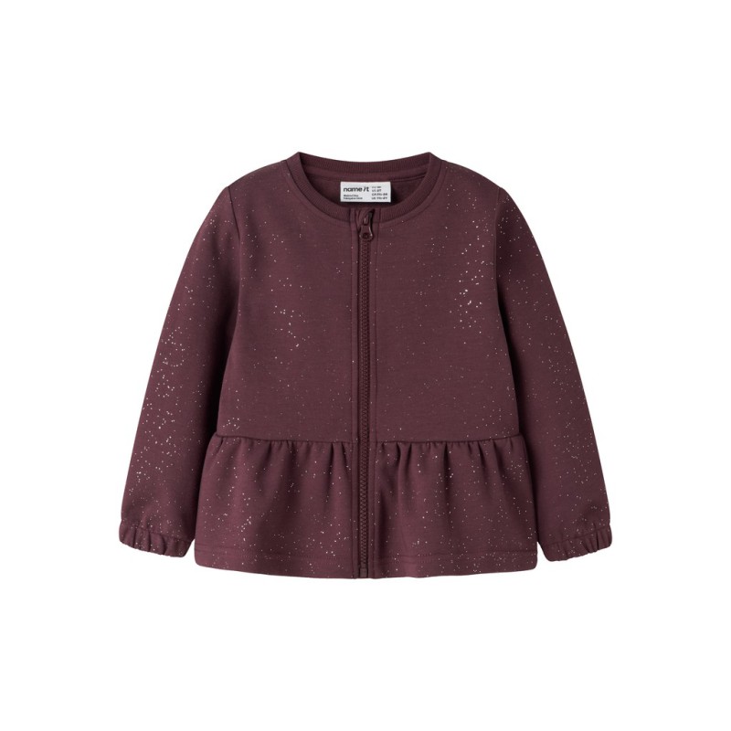 NAME IT MINI pige - Rilono langærmet sweat cardigan - Catawba Grape