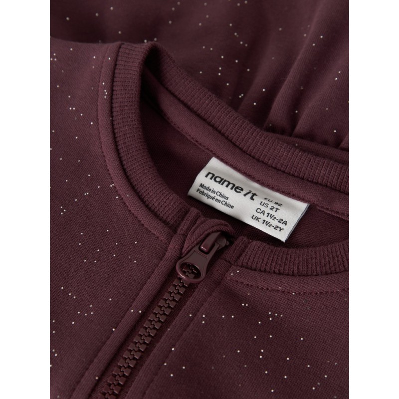 NAME IT MINI pige - Rilono langærmet sweat cardigan - Catawba Grape