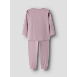 NAME IT MINI pige - Aba børste langærmet nattøjssæt - Mauve Shadows
