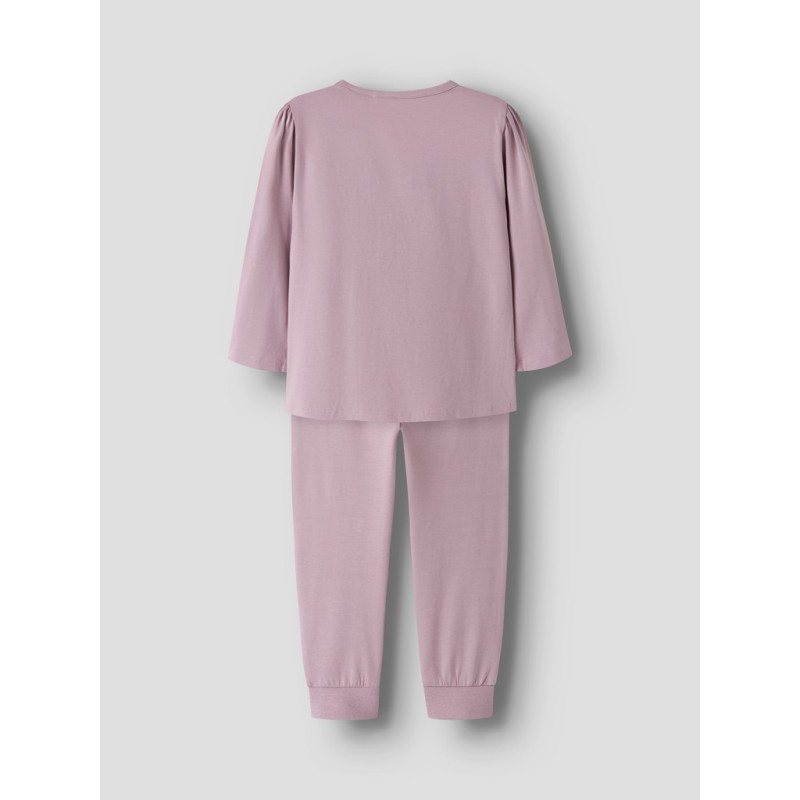 NAME IT MINI pige - Aba børste langærmet nattøjssæt - Mauve Shadows