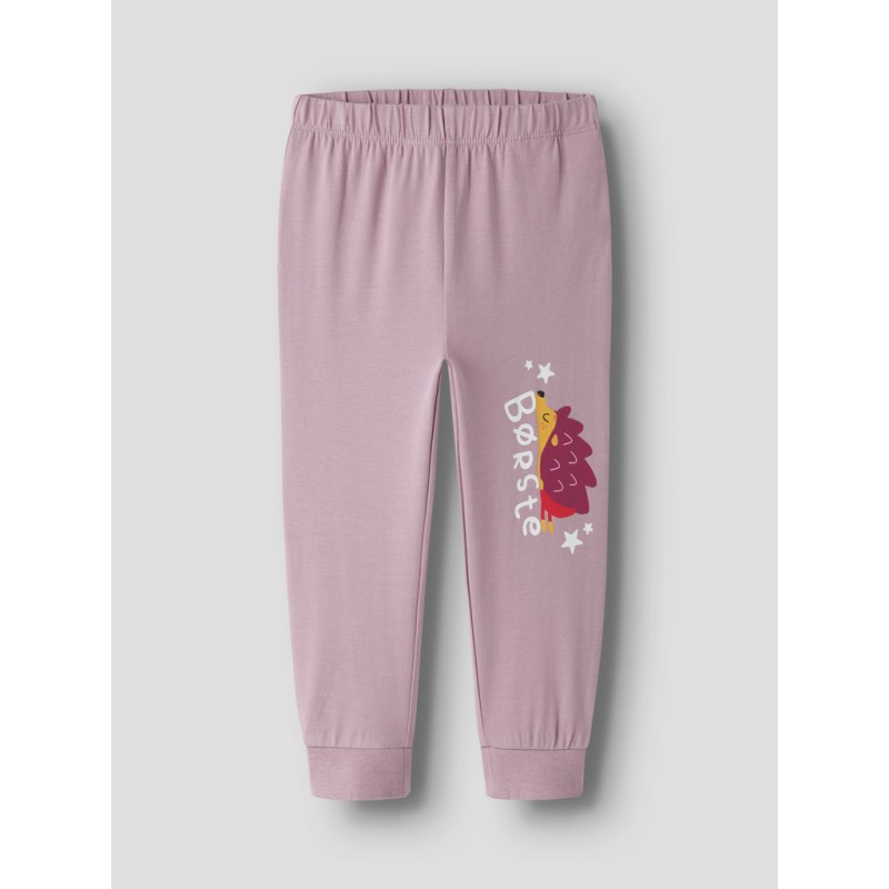 NAME IT MINI pige - Aba børste langærmet nattøjssæt - Mauve Shadows