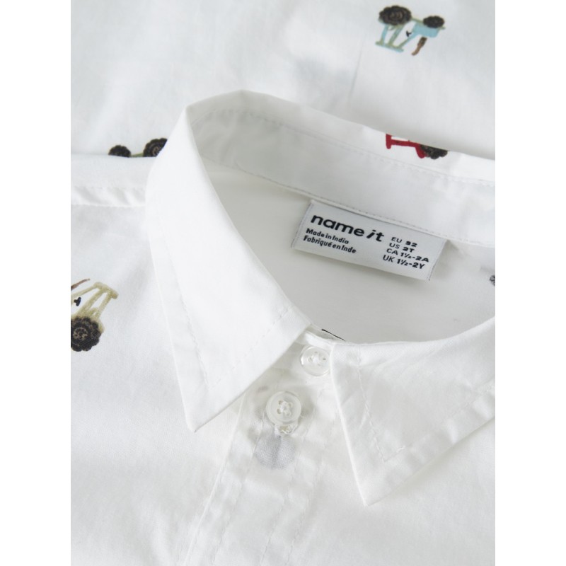 NAME IT MINI dreng - Tractor langærmet skjorte - Bright White