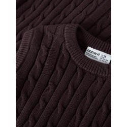 NAME IT MINI dreng - Raffat strik slipover vest - Chocolate Plum