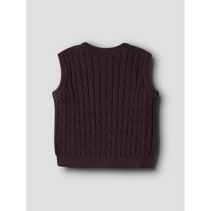 NAME IT MINI dreng - Raffat strik slipover vest - Chocolate Plum