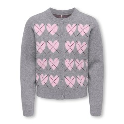 KIDS ONLY Harli argyle strik cardigan - Medium Grey Melange