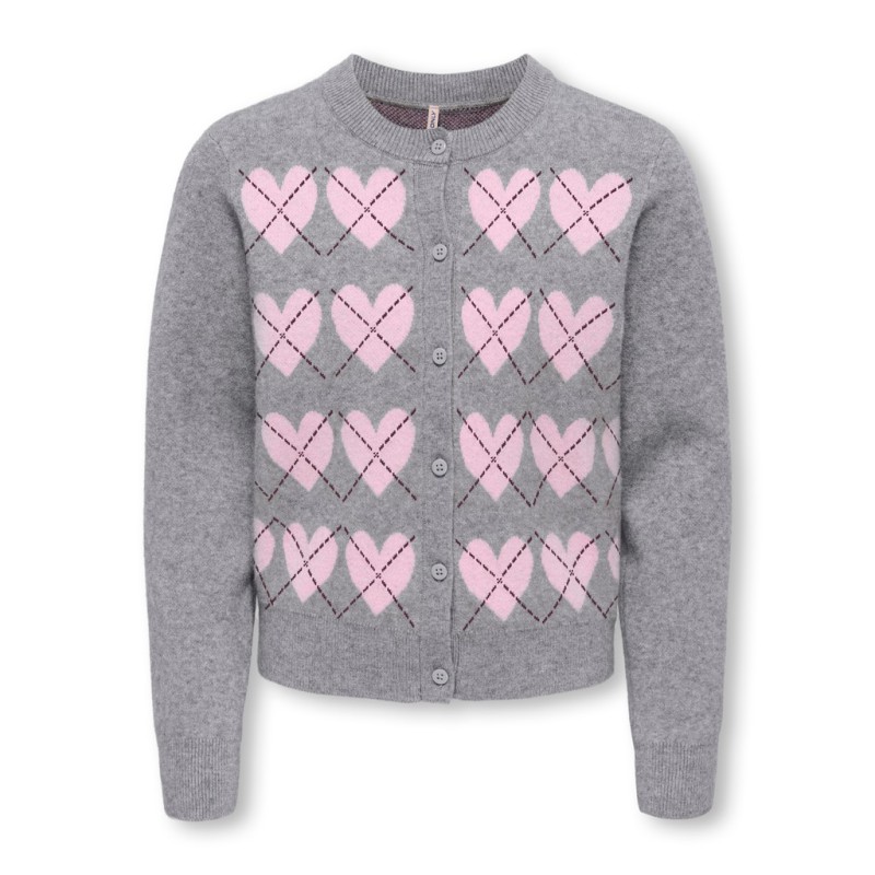 KIDS ONLY Harli argyle strik cardigan - Medium Grey Melange