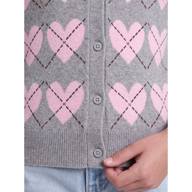 KIDS ONLY Harli argyle strik cardigan - Medium Grey Melange
