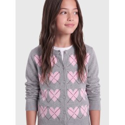 KIDS ONLY Harli argyle strik cardigan - Medium Grey Melange