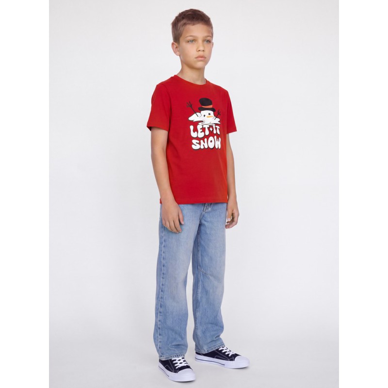 JACK & JONES JUNIOR Xmas fun kortærmet T-shirt - Barbados Cherry