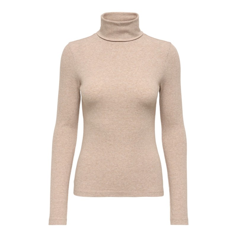 JDY Reno langærmet højhalset bluse - Oatmeal