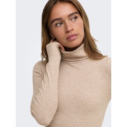 JDY Reno langærmet højhalset bluse - Oatmeal