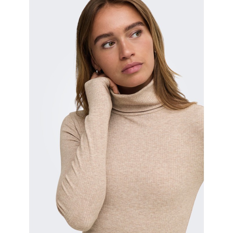 JDY Reno langærmet højhalset bluse - Oatmeal