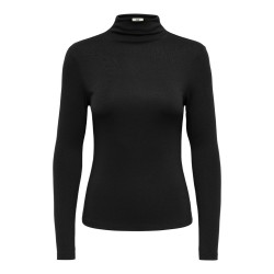 JDY Tallis langærmet højhalset bluse - Black