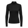 JDY Tallis langærmet højhalset bluse - Black