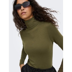 JDY Tallis langærmet højhalset bluse - Dark Olive