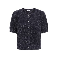 JDY Nadine kortærmet glimmer strik cardigan - Black / Silver
