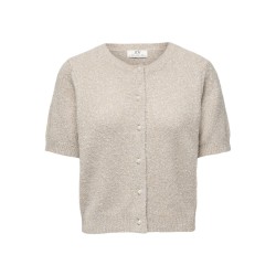 JDY Nadine kortærmet glimmer strik cardigan - Beige / Silver