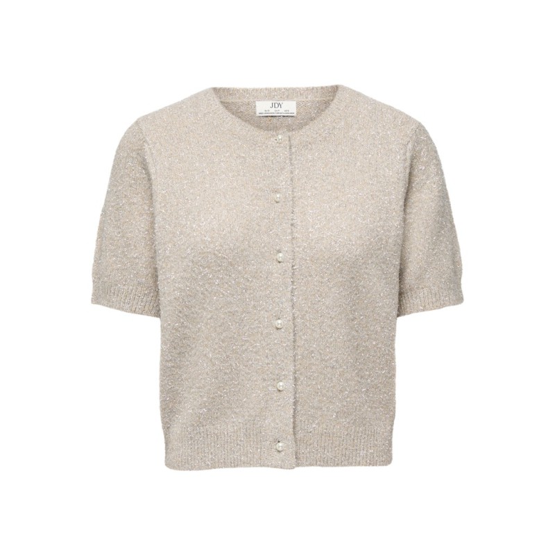 JDY Nadine kortærmet glimmer strik cardigan - Beige / Silver