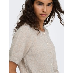 JDY Nadine kortærmet glimmer strik cardigan - Beige / Silver