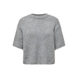 JDY Dicte kortærmet strikbluse - Medium Grey Melange