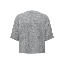 JDY Dicte kortærmet strikbluse - Medium Grey Melange