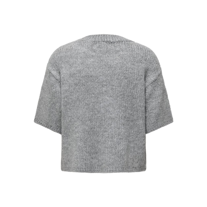 JDY Dicte kortærmet strikbluse - Medium Grey Melange