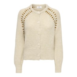 JDY Zoey Ella langærmet strik cardigan - Oatmeal / Monks Robe
